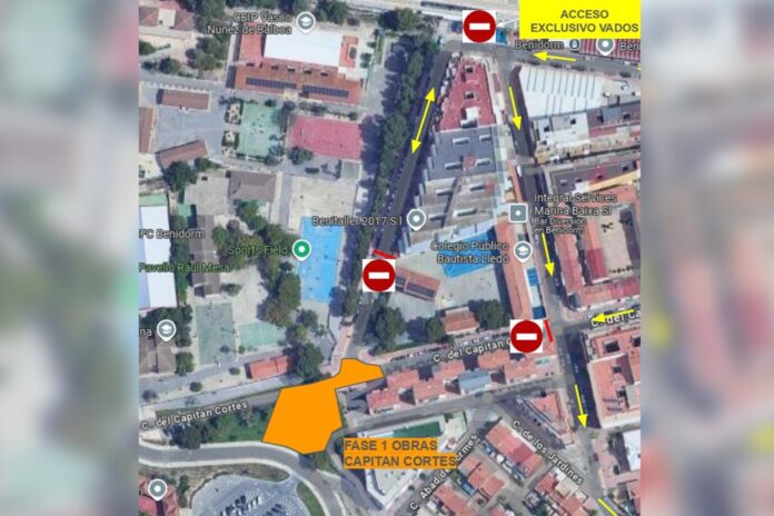 Así afectarán los cortes de tráfico del tramo de Capitán Cortés en Benidorm a partir del lunes