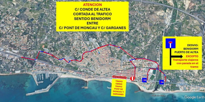 Altea restringirá el tráfico en la calle Conde de Altea por obras durante dos semanas