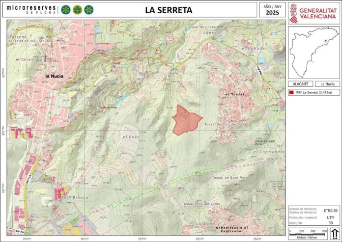 La Generalitat declara microrreserva de flora 4,37 hectáreas de La Serreta en La Nucía/Fuente: DOGV