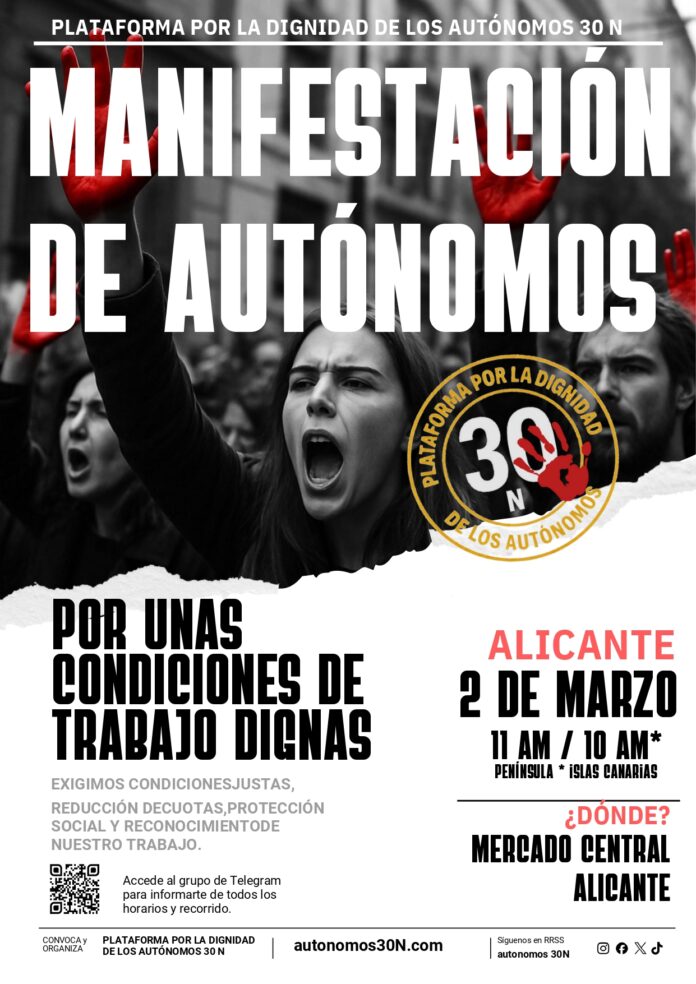La Plataforma 30N convoca nuevas movilizaciones de autónomos el 2 de marzo en toda España
