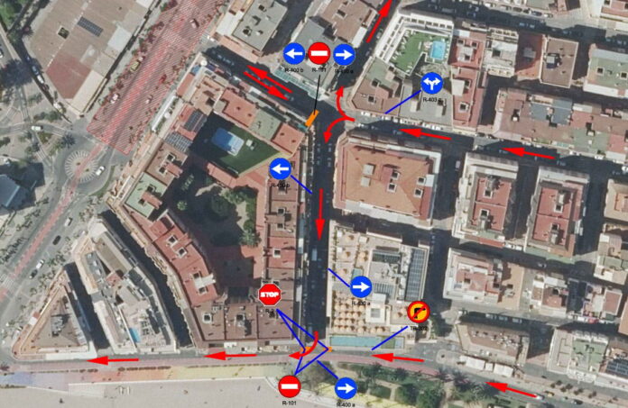 El tramo bajo de la calle Maravall en Benidorm cambia de sentido de circulación a partir hoy/Fuente: Ayuntamiento de Benidorm