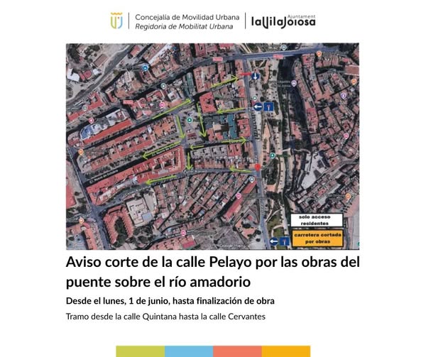 El puente del Amadorio en Villajoyosa obliga a cerrar la calle Pelayo y a programar un corte de agua