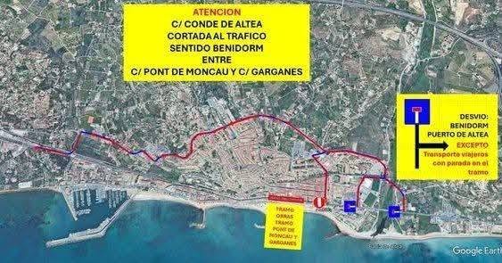 Altea cortará el tráfico este lunes por las obras en el Pont de Moncau