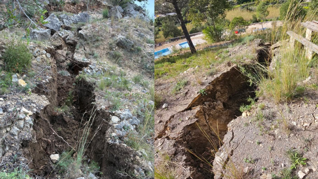 Un deslizamiento de tierras obliga a paralizar las obras de la piscina municipal de Bolulla/Ayuntamiento de Bolulla